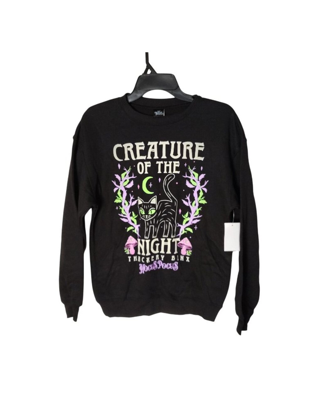Disney Hocus Pocus Womens XXS Black Creature of the Night Graphic Sweatshirt - Picture 1 of 7